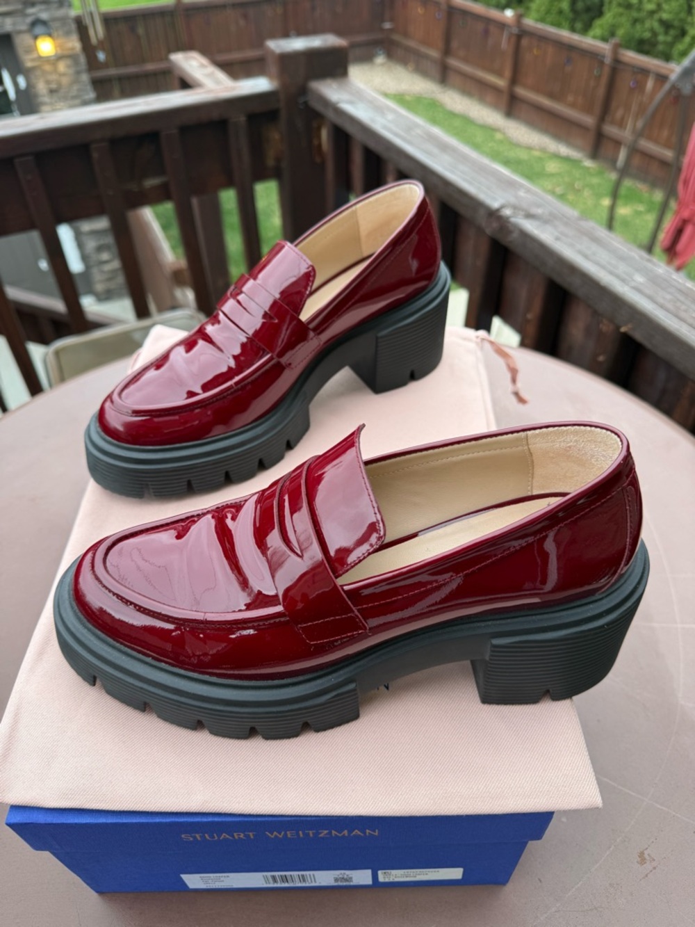 Stuart Weitzman Red Patent Leather Soho Loafers - Picture 2 of 15